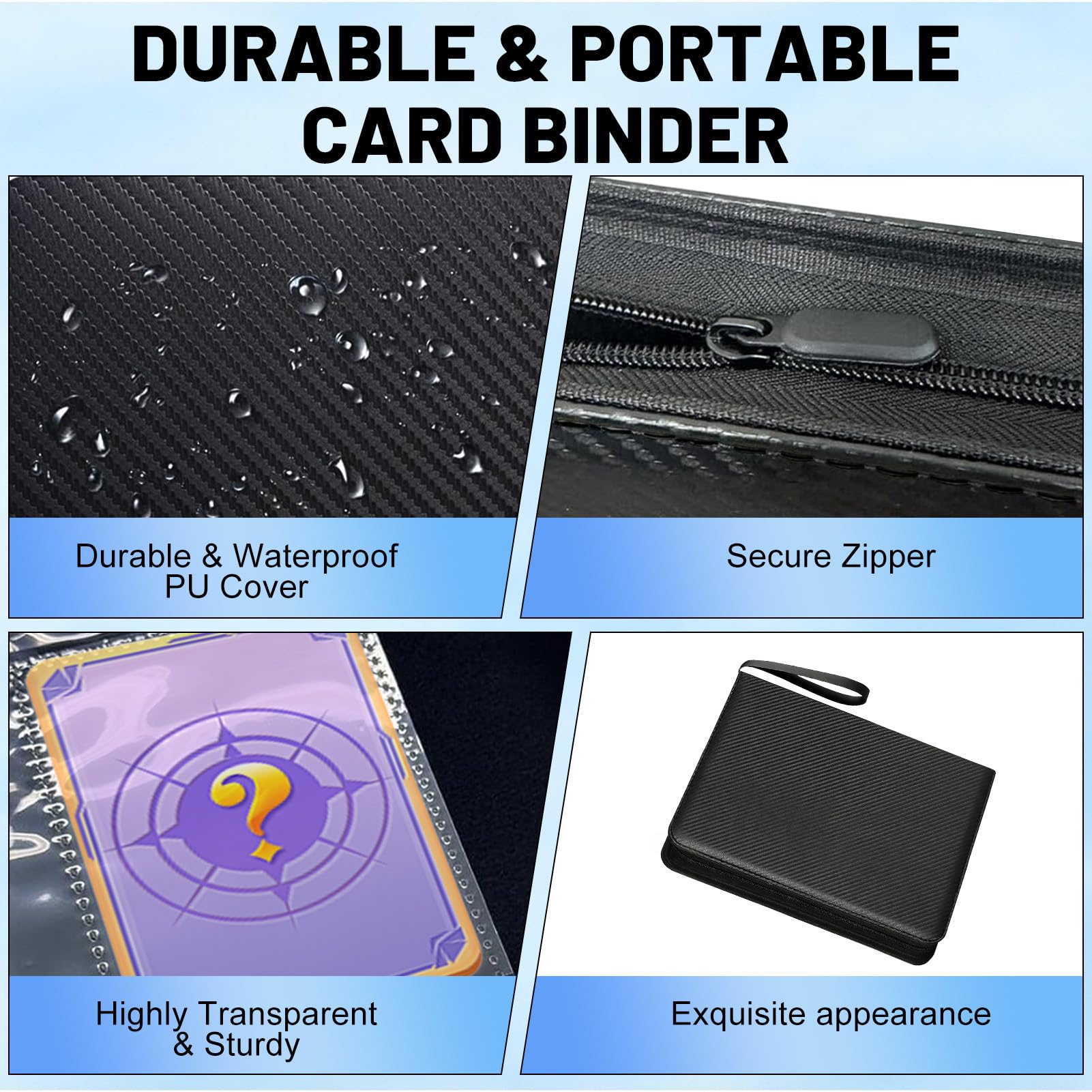 Opaalic 9 Pocket Trading Card Binder – Holds 1080 Cards, PU Leather, 60 Removable Sleeves for MTG, TCG, Sports Cards