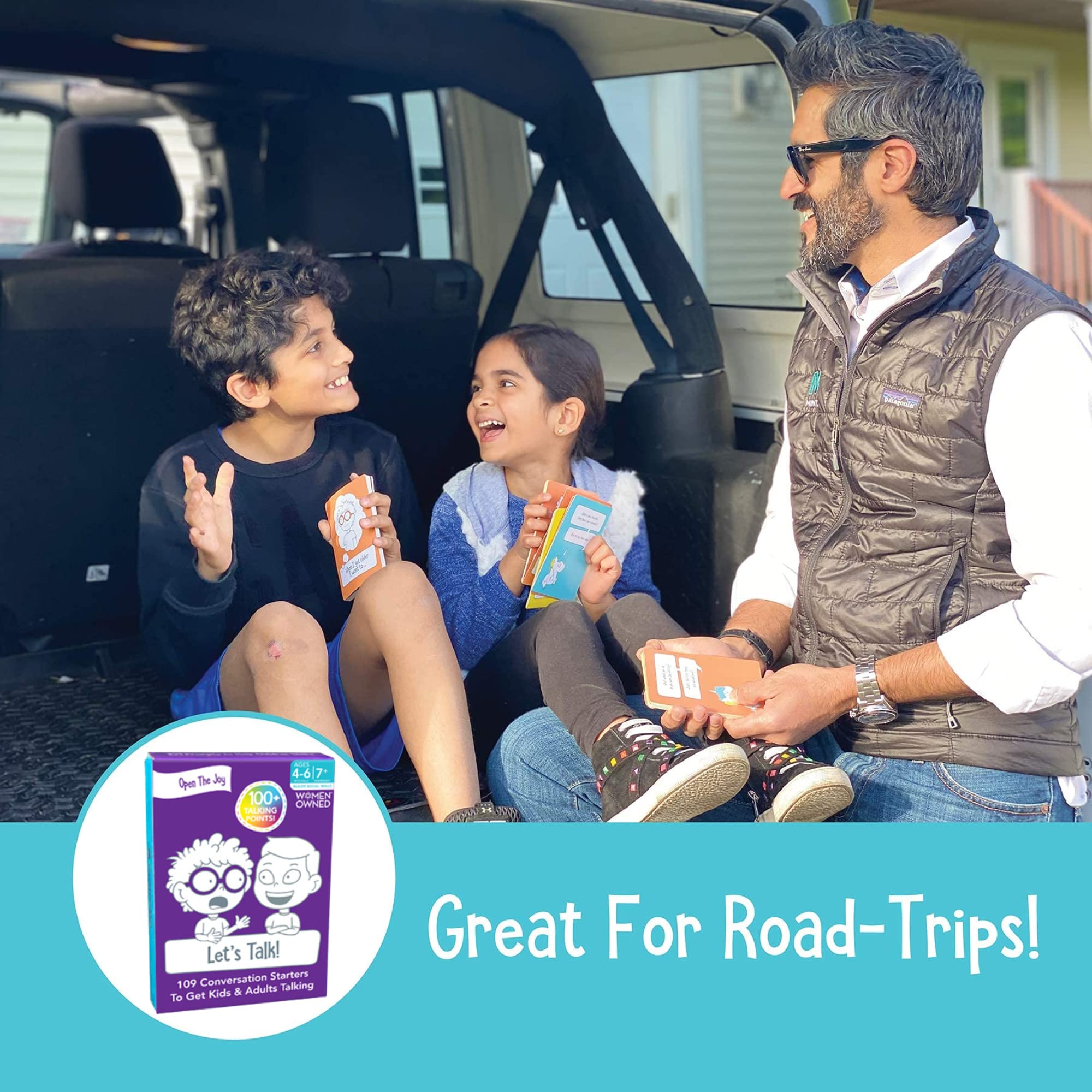 Open The Joy Let's Talk: 100+ Conversation Cards to Build Emotional Intelligence & Social Skills for Kids Ages 4+