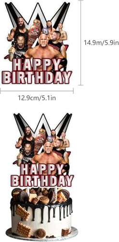 Optiacan 37-Piece Wrestling Cake Topper Set for Birthday Party Decor