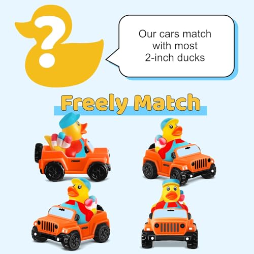 Orange Car Toy for Rubber Ducks - 3.5 Inch Jeep Dashboard Accessory for Ducking Trend