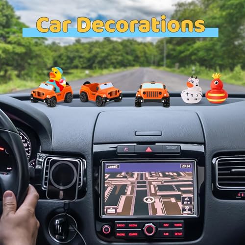 Orange Car Toy for Rubber Ducks - 3.5 Inch Jeep Dashboard Accessory for Ducking Trend