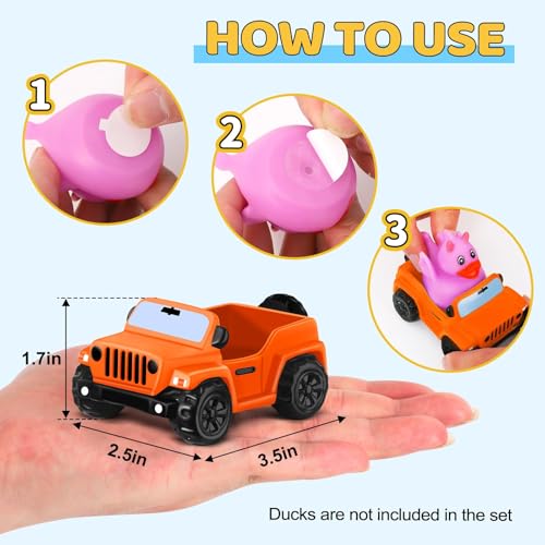 Orange Car Toy for Rubber Ducks - 3.5 Inch Jeep Dashboard Accessory for Ducking Trend