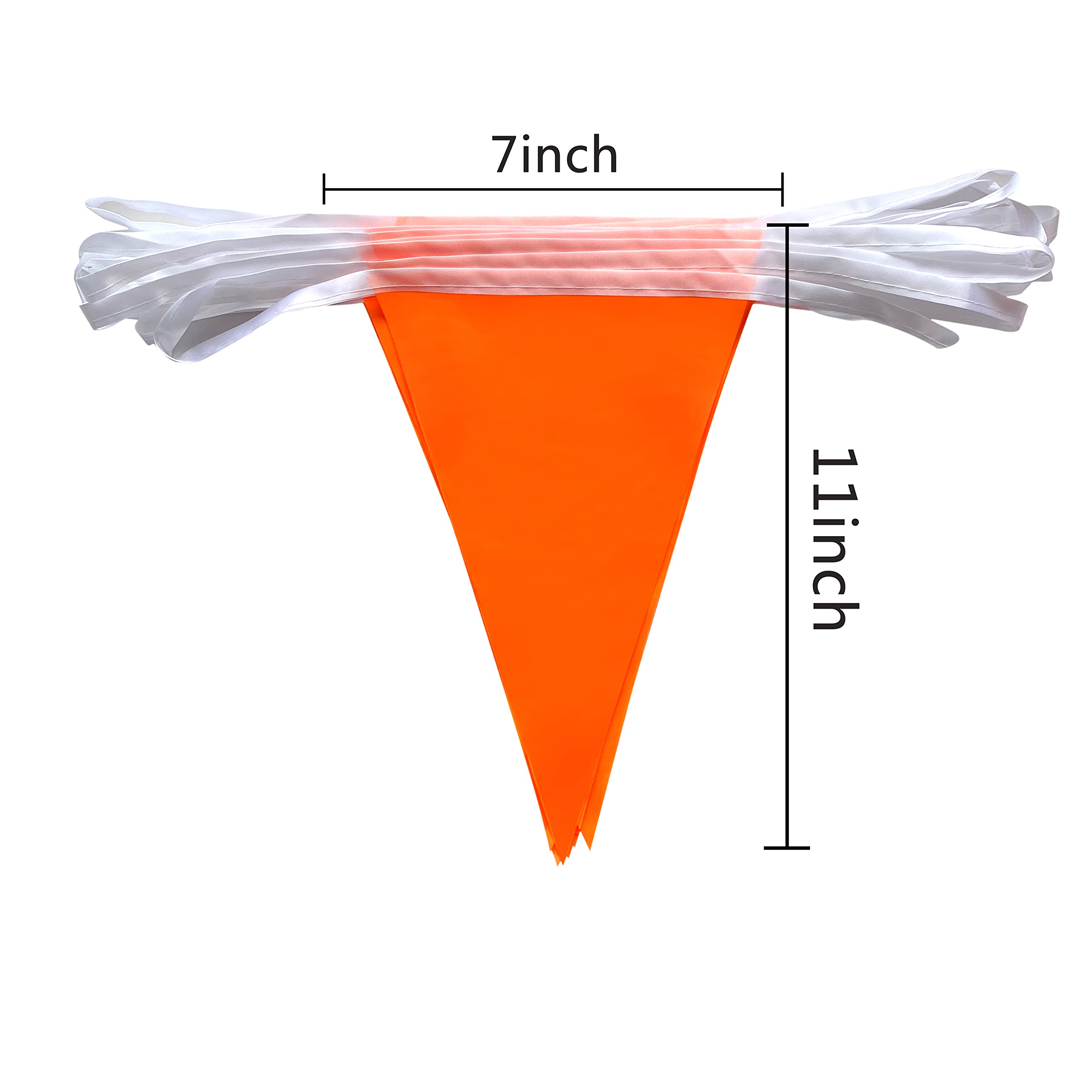 Orange Triangle Bunting Flags - 60 Pack, 100 Feet String, for Grand Openings and Parties by Consummate