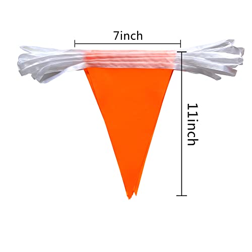 Orange Triangle Bunting Flags - 60 Pack, 100 Feet String, for Grand Openings and Parties by Consummate