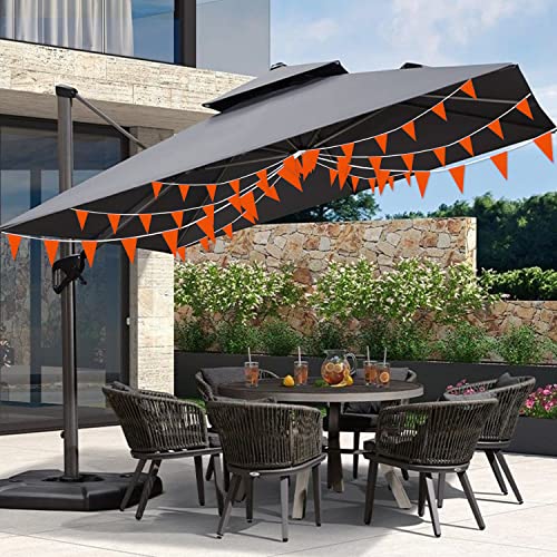 Orange Triangle Bunting Flags - 60 Pack, 100 Feet String, for Grand Openings and Parties by Consummate
