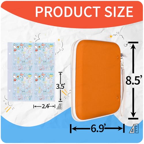 Orange Yoto Card Holder – 96 Pocket Portable Binder with 12 Removable Sleeves