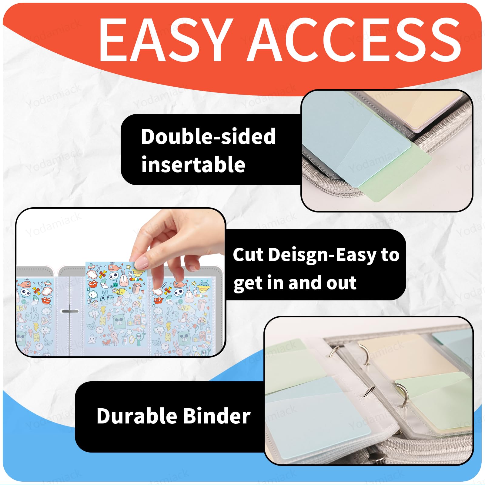 Orange Yoto Card Holder – 96 Pocket Portable Binder with 12 Removable Sleeves