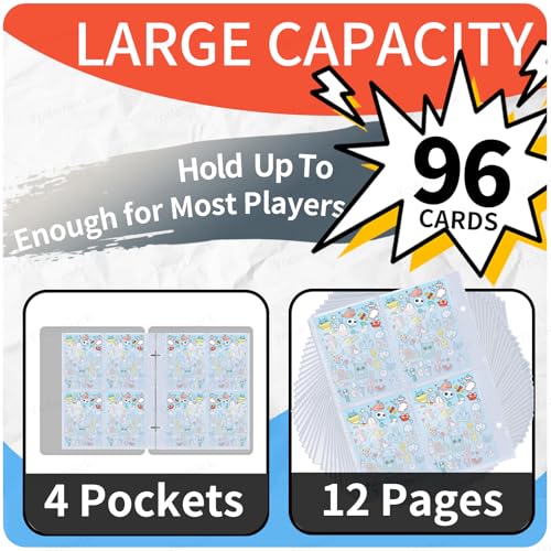 Orange Yoto Card Holder – 96 Pocket Portable Binder with 12 Removable Sleeves