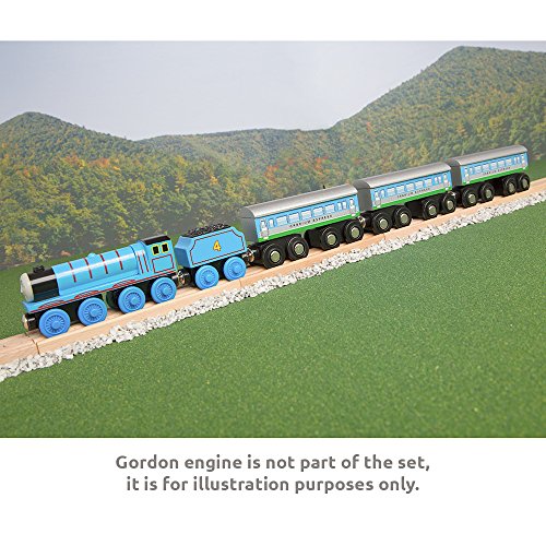 Orbrium 3-Pack Large Wooden Railway Express Coach Cars – Compatible with Thomas, Brio & More