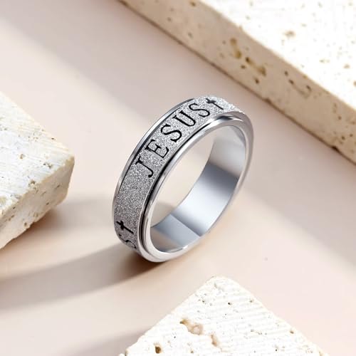 OreilleStar Stainless Steel Cross Fidget Spinner Ring for Women - Anxiety Relief Finger Toy (Size 5-10, Gold/Silver)