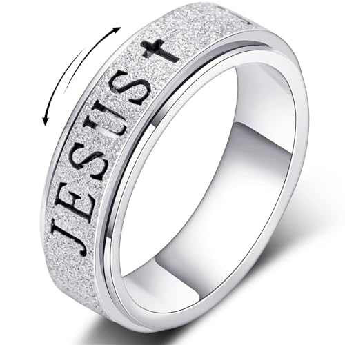OreilleStar Stainless Steel Cross Fidget Spinner Ring for Women - Anxiety Relief Finger Toy (Size 5-10, Gold/Silver)