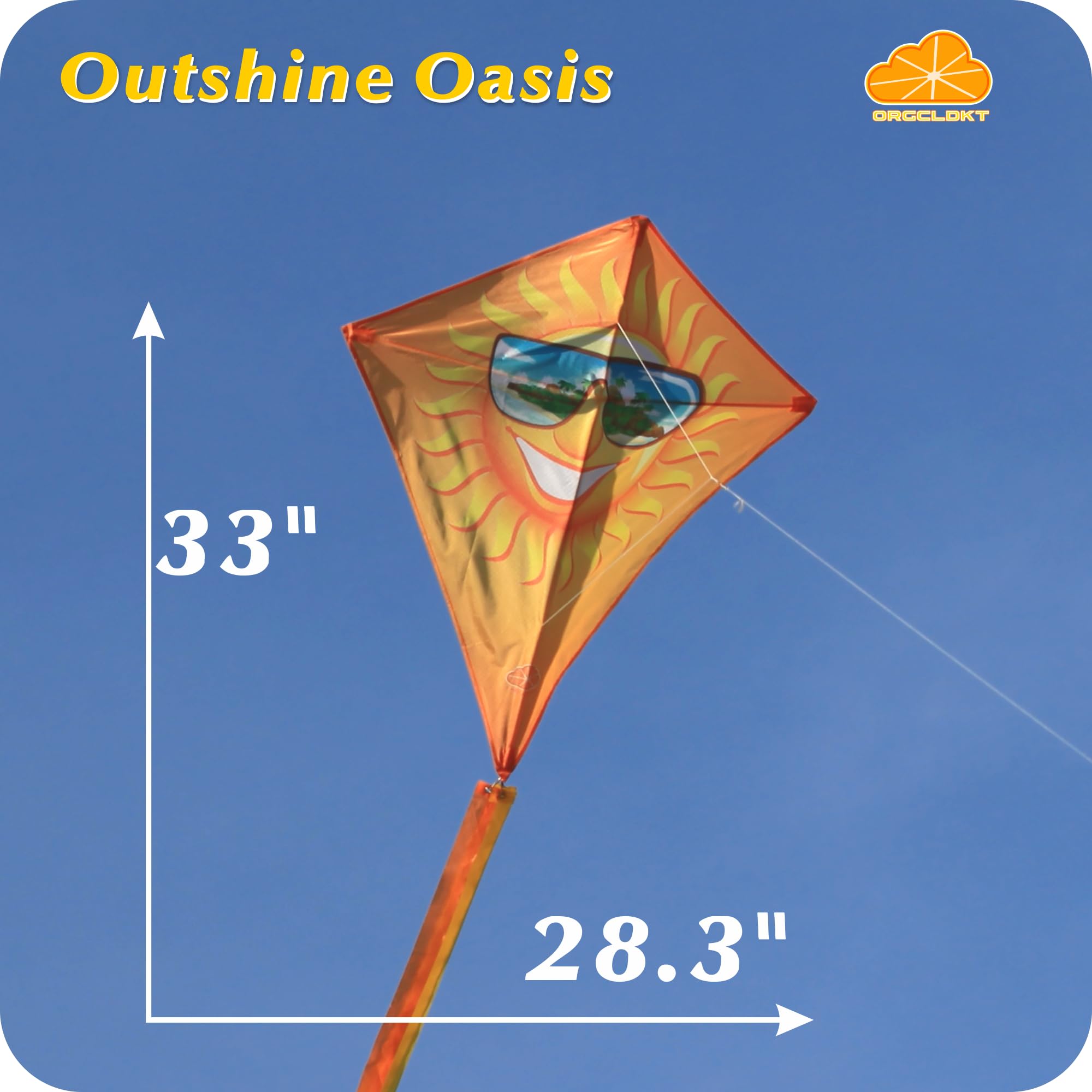 ORGCLDKT-33 Diamond Kite for Kids – Beginner-Friendly with Pre-Fitted Frames and Tandem Flying Kit