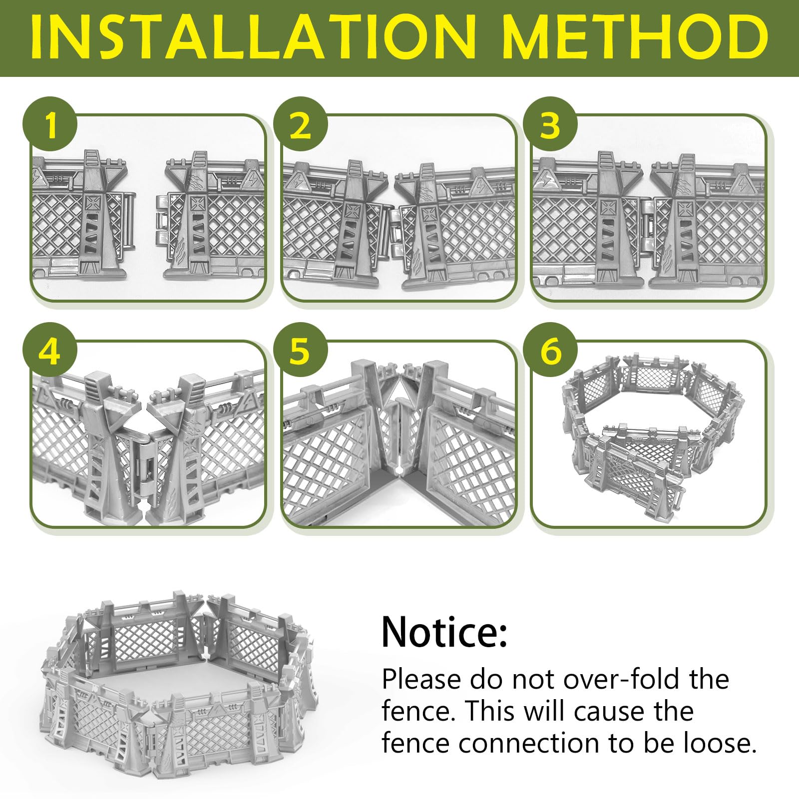 Oriate 12-Piece Dinosaur Cage Fence Playset – Expandable Toy Enclosure for Dino World Figures