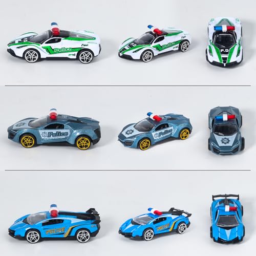 Oriate 1:64 Die-Cast Police Car Set - 6 Friction-Powered Cars for Kids 3-8