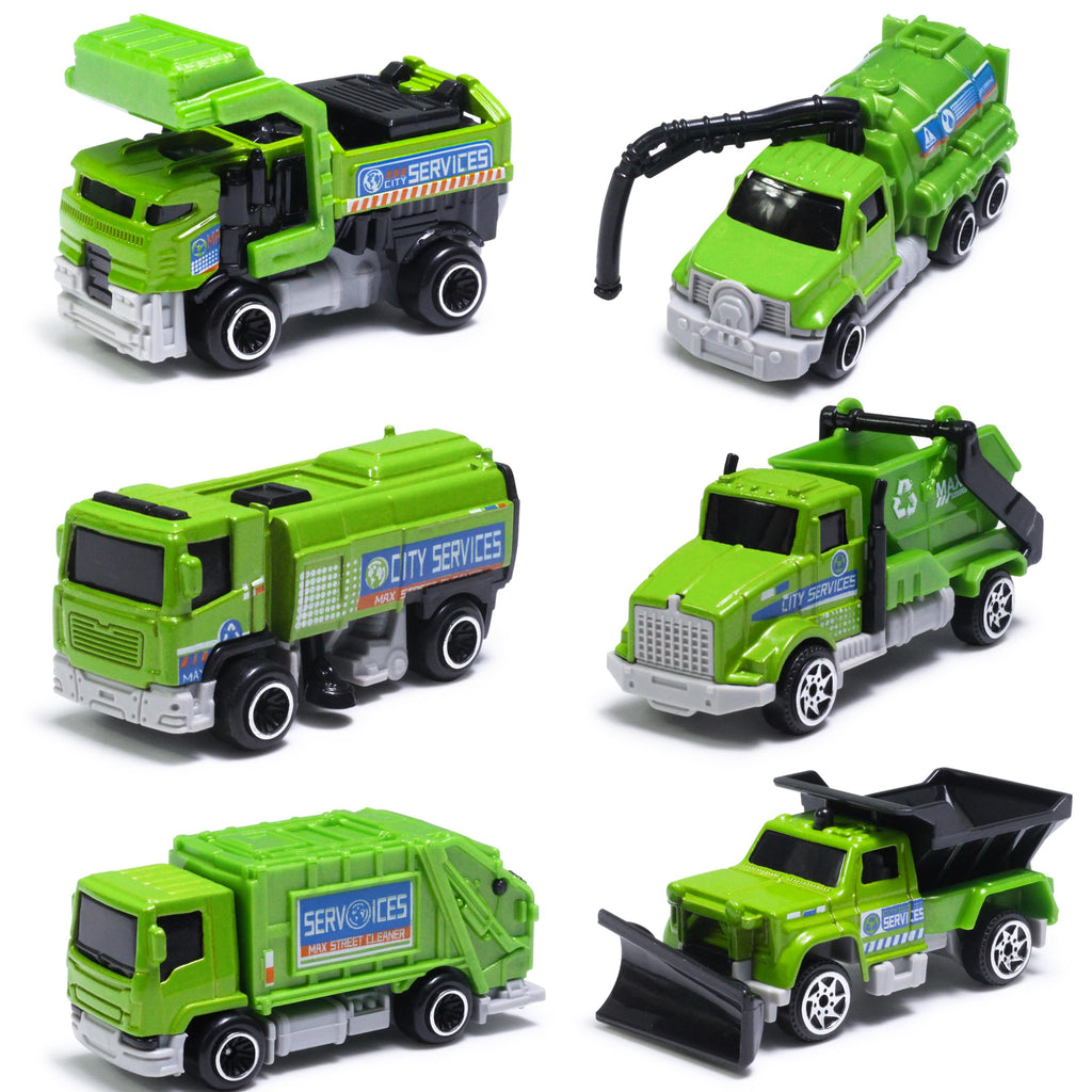 Oriate 1:64 Die-Cast Sanitation Vehicle Set – Garbage Trucks, Sweepers & Suction Cleaners for Kids 3+