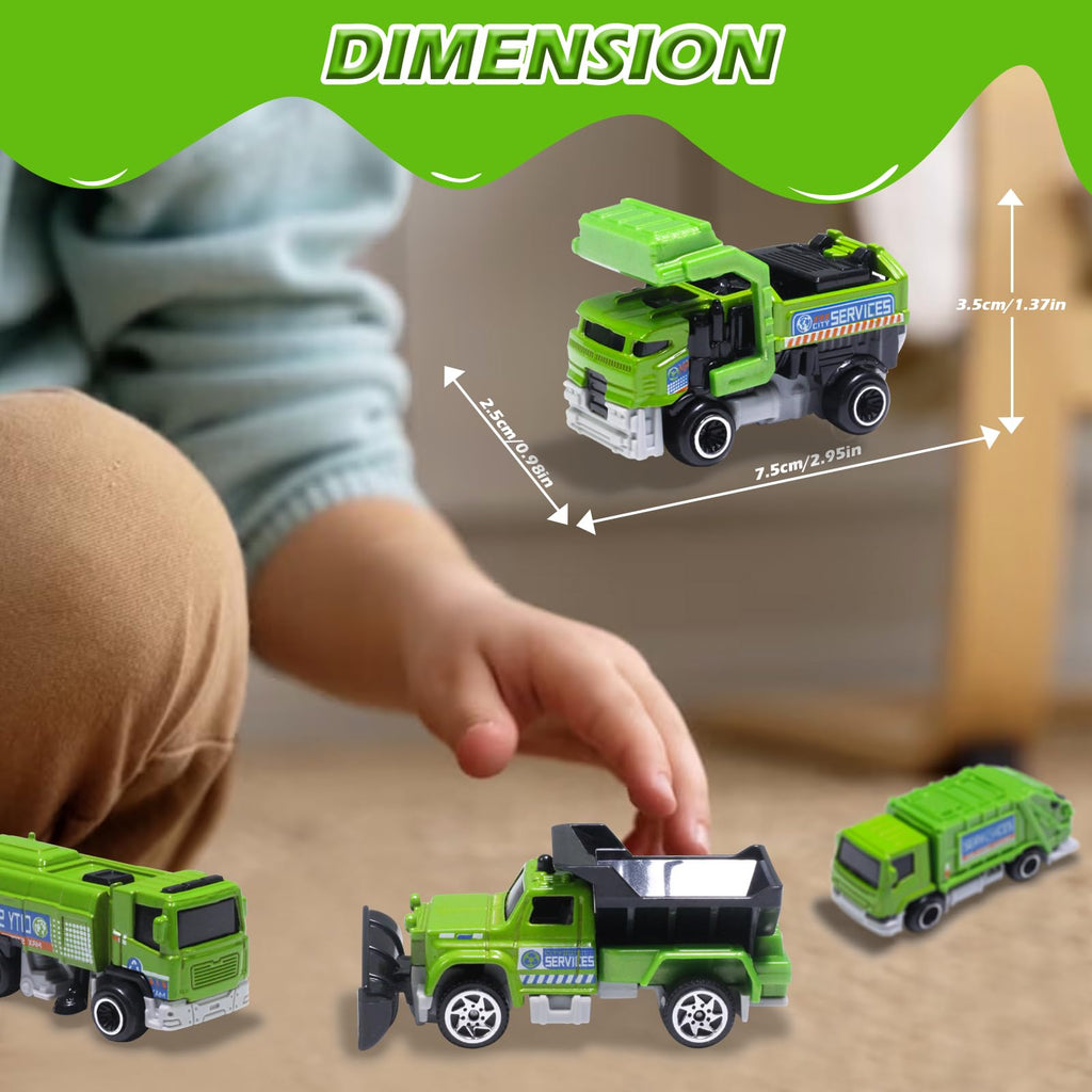 Oriate 1:64 Die-Cast Sanitation Vehicle Set – Garbage Trucks, Sweepers & Suction Cleaners for Kids 3+
