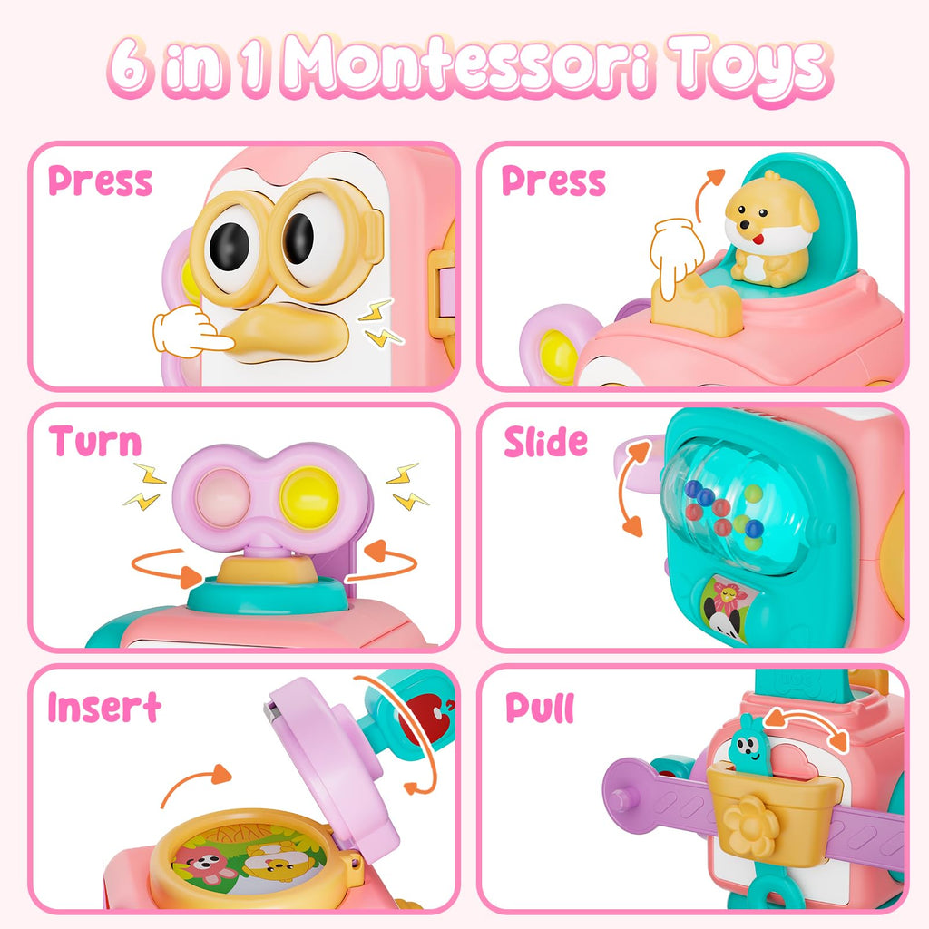 OSIMILY Busy Cube for 1 Year Old Girl | Sensory Toy with 6 Activities | Fine Motor Skills Educational Gift for Toddlers 6-18 Months