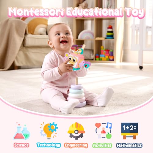 OSIMILY Busy Cube for 1 Year Old Girl | Sensory Toy with 6 Activities | Fine Motor Skills Educational Gift for Toddlers 6-18 Months