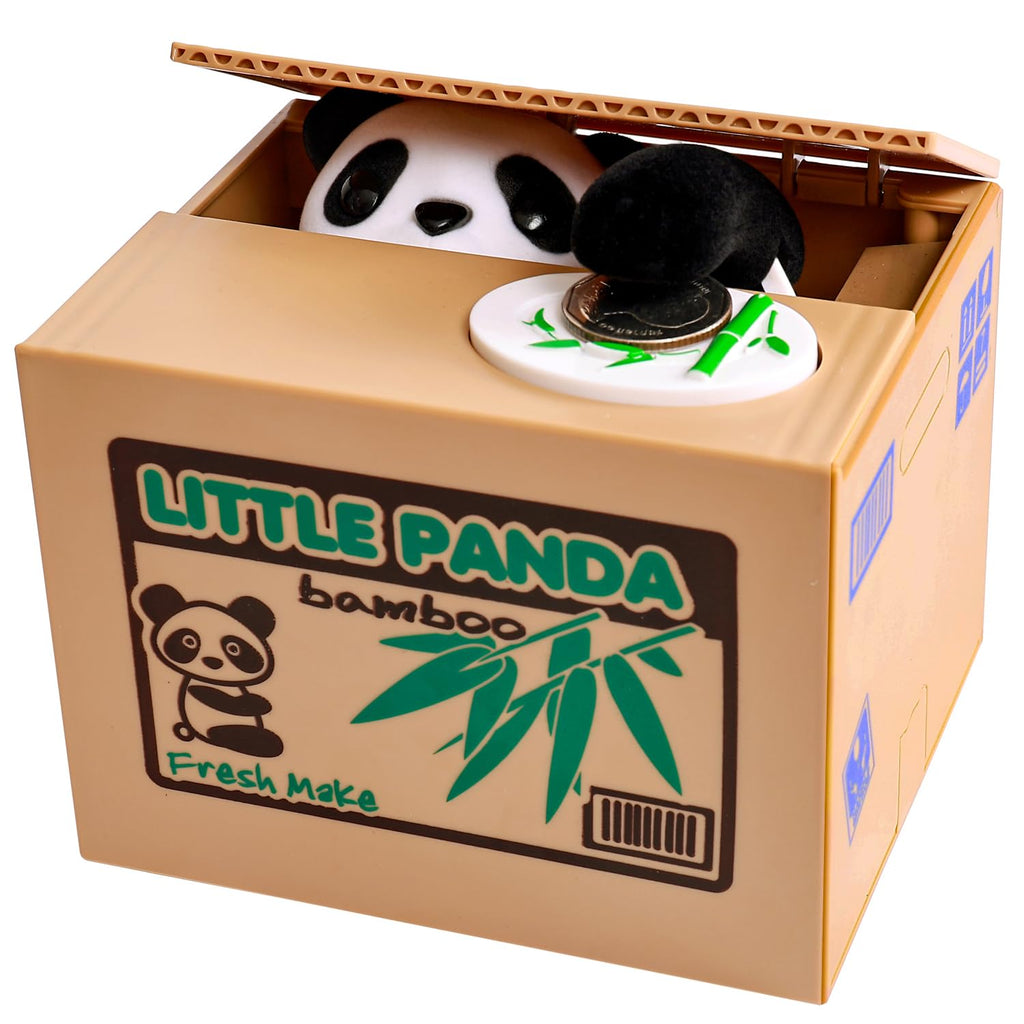 OSPNIEEK Panda Piggy Bank – Interactive Voice, Steals Coins, Holds 32-42 Coins