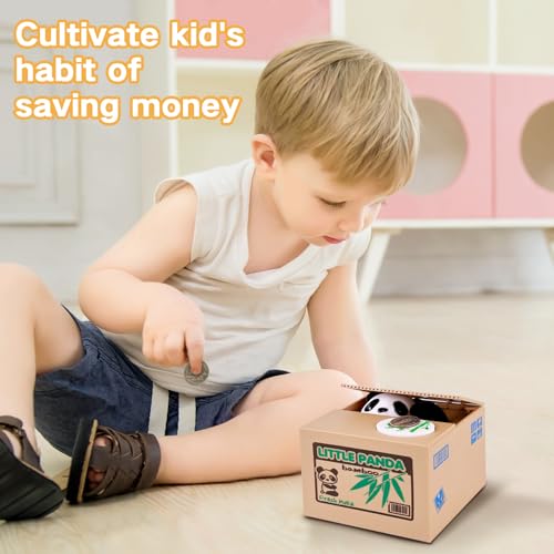 OSPNIEEK Panda Piggy Bank – Interactive Voice, Steals Coins, Holds 32-42 Coins