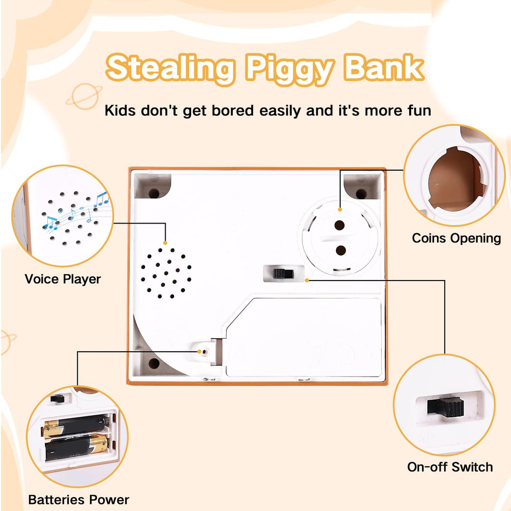 OSPNIEEK Panda Piggy Bank – Interactive Voice, Steals Coins, Holds 32-42 Coins