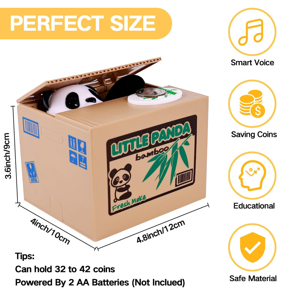 OSPNIEEK Panda Piggy Bank – Interactive Voice, Steals Coins, Holds 32-42 Coins