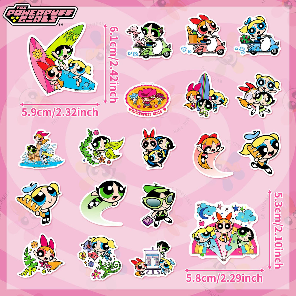 OtRainbow 100-Piece Powerpuff Girls Sticker Pack – Blossom, Bubbles, Buttercup Official Vinyl Decals