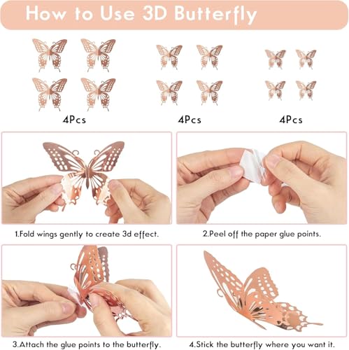 Ouddy Life Rose Gold 21st Birthday Decorations Kit - 78 Pieces with Butterfly Sticks and Balloons