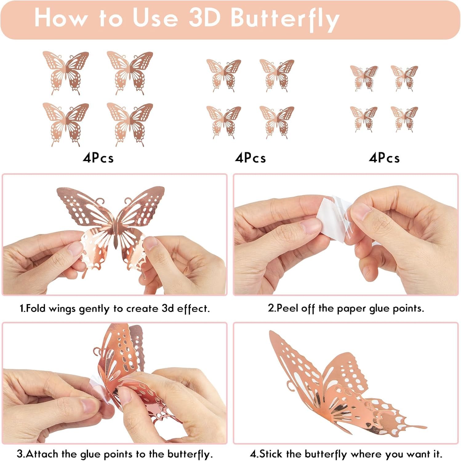 Ouddy Life Rose Gold 21st Birthday Decorations Kit - 78 Pieces with Butterfly Sticks and Balloons