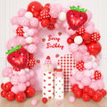 Ouddy Life Strawberry Balloon Garland Arch Kit – 171-Piece Party Decor for Berry Themed Events