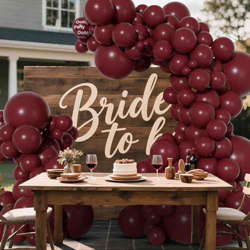 Ouddy Party 129-Piece Burgundy Balloon Set with Arch Kit - Sizes 18, 12, 10, 5 Inches