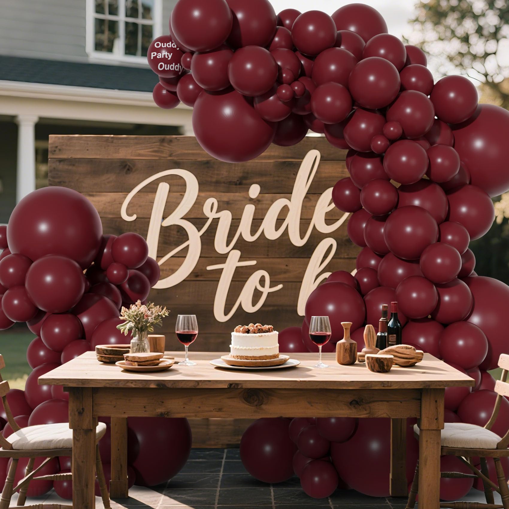 Ouddy Party 129-Piece Burgundy Balloon Set with Arch Kit - Sizes 18, 12, 10, 5 Inches