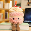 OUKEYI 28cm Pink Birthday Cake Plush Toy - Soft Smile Cake Pillow Stuffed Animal