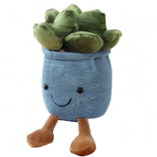 OUKEYI 9.8 Inch Succulent Plush Toy - Blue Flower Pot Stuffed Pillow for Kids