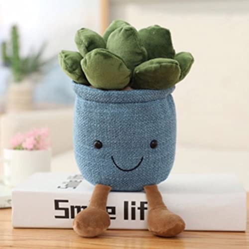 OUKEYI 9.8 Inch Succulent Plush Toy - Blue Flower Pot Stuffed Pillow for Kids