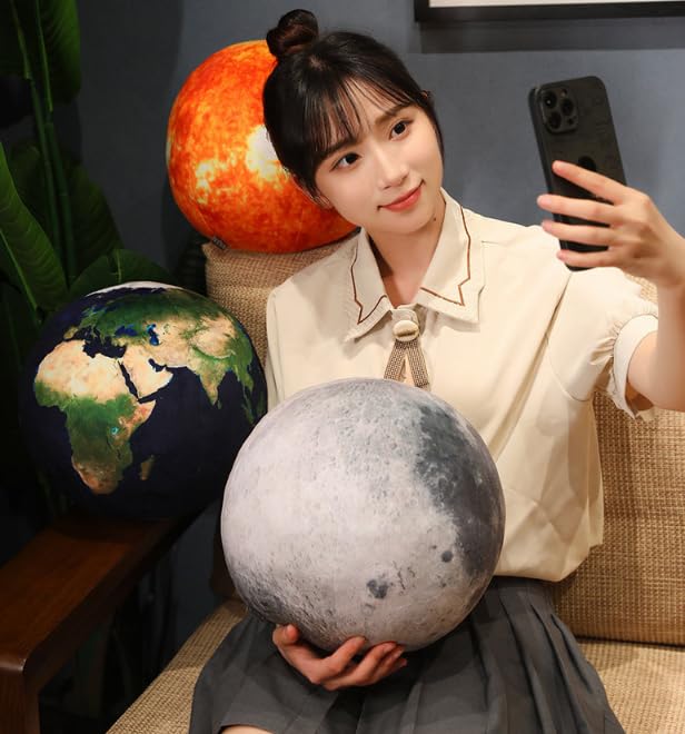 OUKEYI Moon Plush Pillow 10.6 Inch - Soft Stuffed Toy for Space Learning