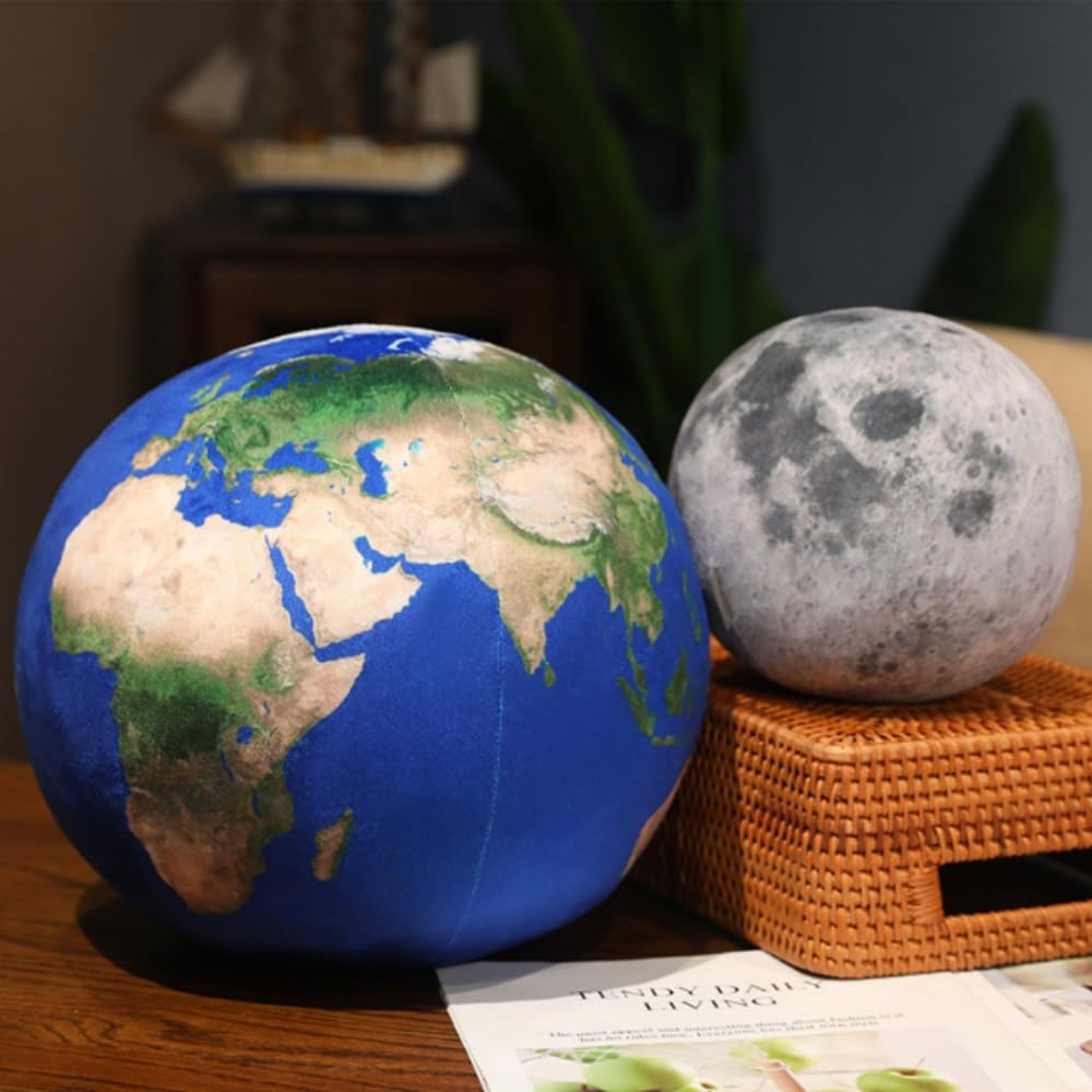 OUKEYI Moon Plush Pillow 10.6 Inch - Soft Stuffed Toy for Space Learning