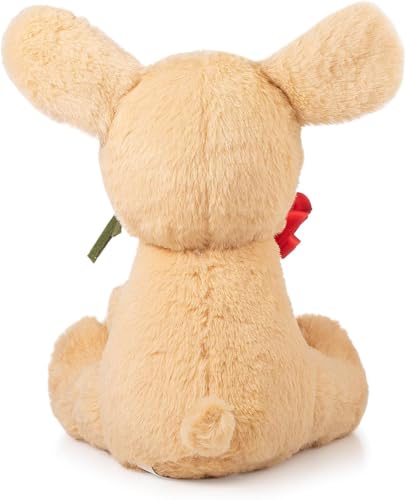 Oukiwi 10 Inch Valentine's Plush Bear Holding Heart with Rose - Soft Stuffed Animal Gift for Loved Ones