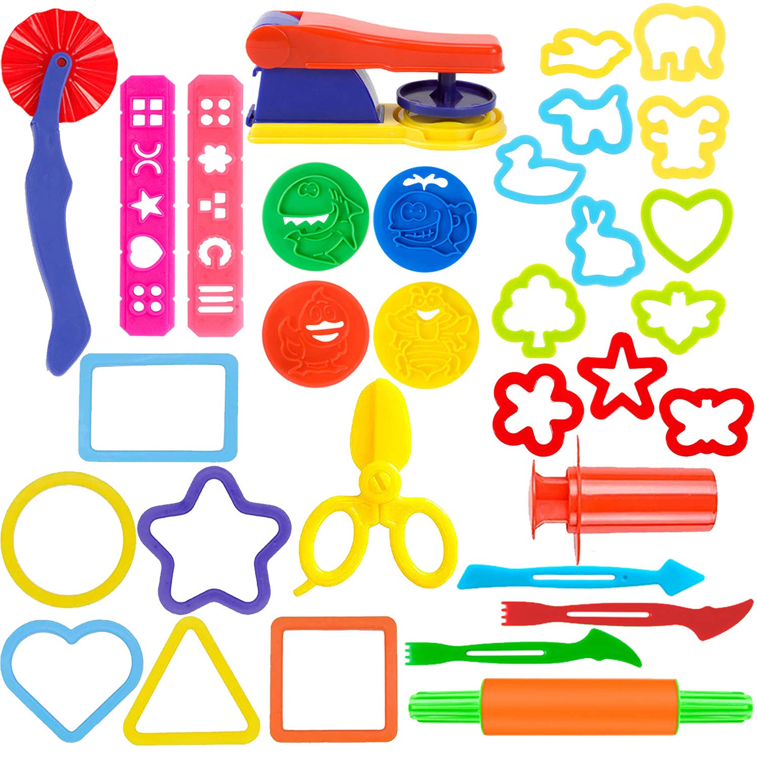 Oun Nana 32-Piece Dough Tool Set for Kids – Molds, Rollers, Cutters & Scissors for Creative Play