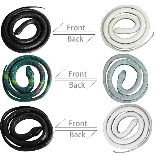 Outee 7-Pack Lifelike Rubber Snakes - 3 Sizes Up to 47.2 Inches - Fake Snake Props for Garden Deterrent, Pranks & Party Decor