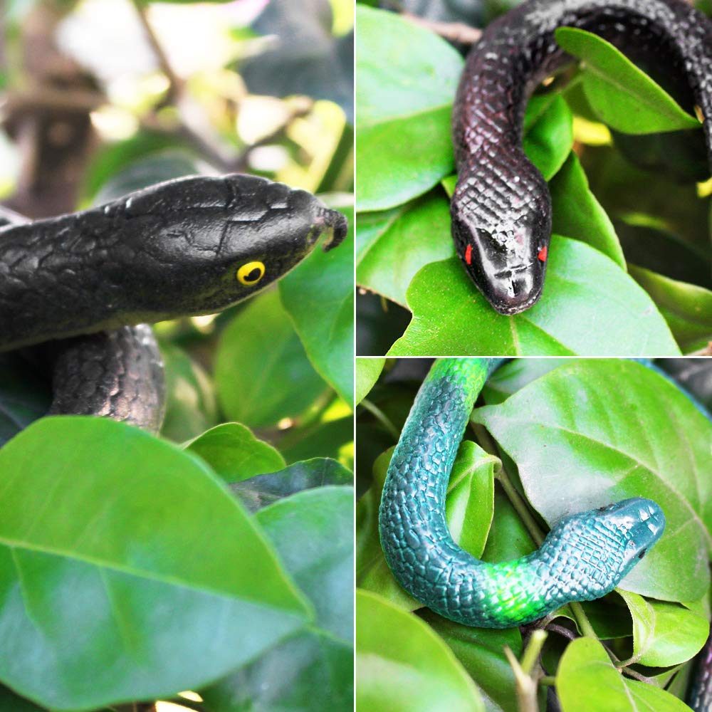 Outee 7-Pack Lifelike Rubber Snakes - 3 Sizes Up to 47.2 Inches - Fake Snake Props for Garden Deterrent, Pranks & Party Decor
