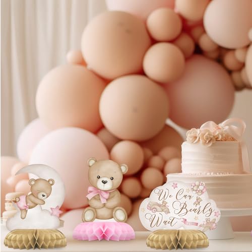 Outego Pink Bear Party Centerpiece Set - 12 Teddy Bear Table Toppers for Kids' Birthday & Baby Shower Decorations