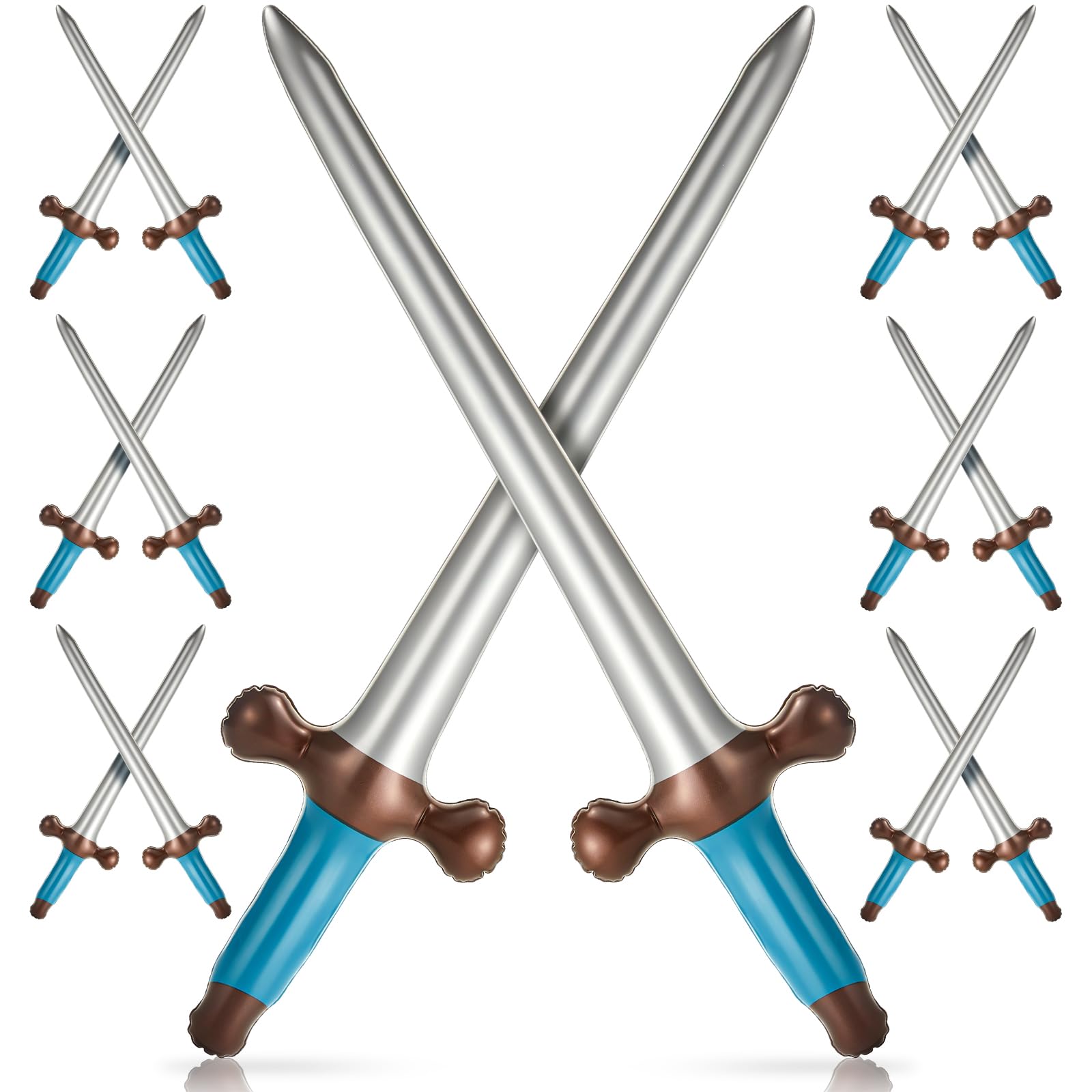 Outus 12-Pack Blue Inflatable Swords for Prince Party Favors, 24 Inch