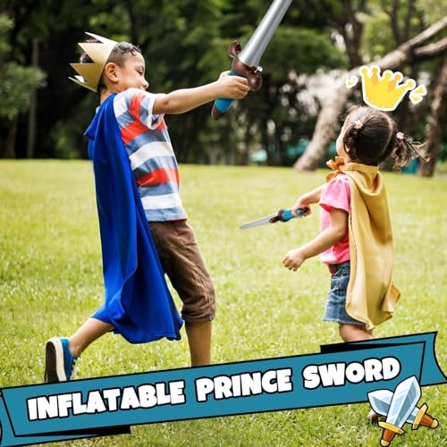 Outus 12-Pack Blue Inflatable Swords for Prince Party Favors, 24 Inch