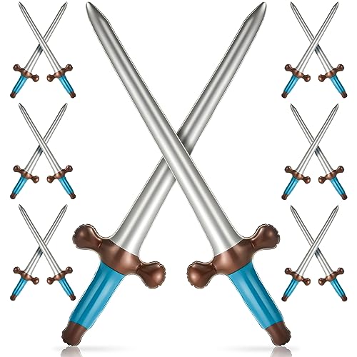Outus 12-Pack Blue Inflatable Swords for Prince Party Favors, 24 Inch
