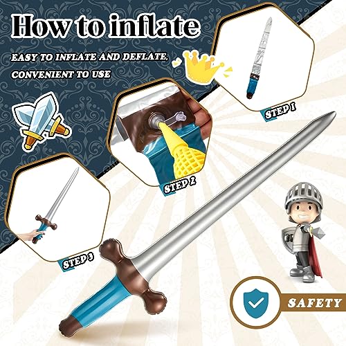 Outus 12-Pack Blue Inflatable Swords for Prince Party Favors, 24 Inch