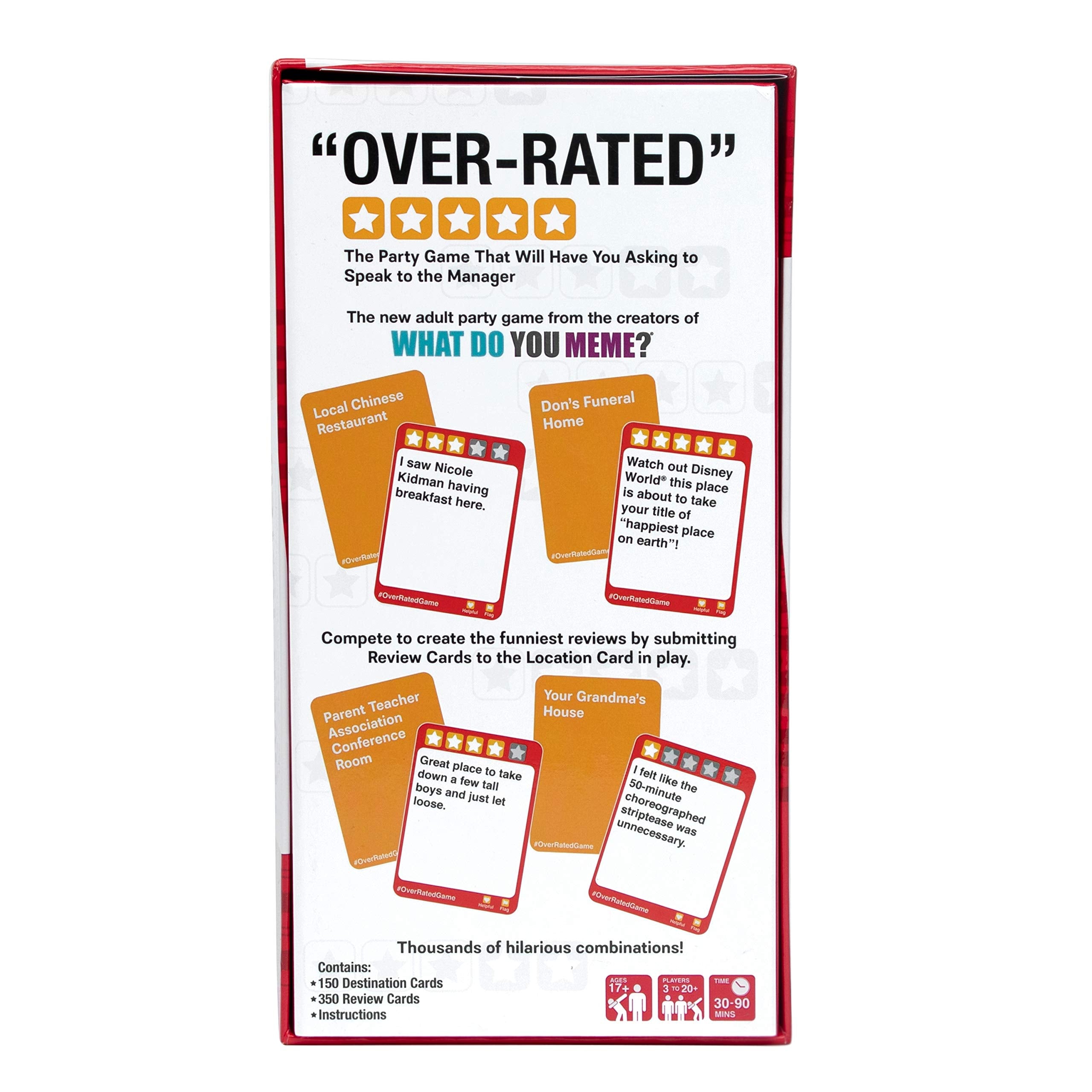 Over-Rated: The Game of Ridiculous Reviews – Adult Party Card Game