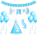 Over The Line Half Birthday Party Pack – Blue Theme with Candle, Balloons, Hat & Banners
