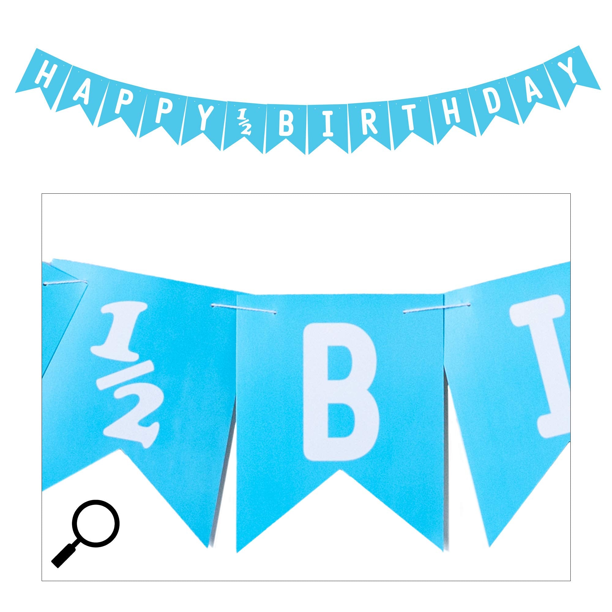 Over The Line Half Birthday Party Pack – Blue Theme with Candle, Balloons, Hat & Banners