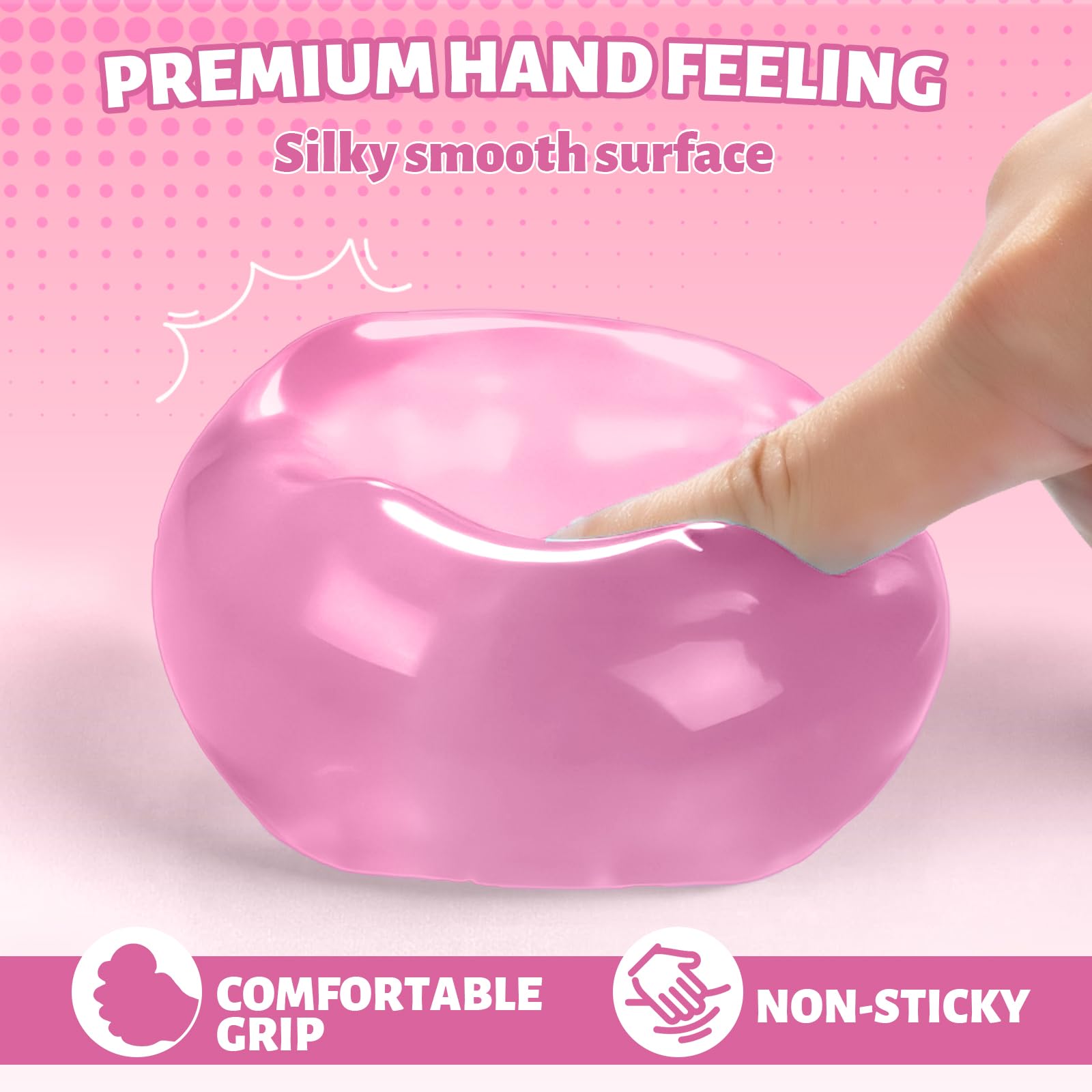 Oversized Dense Gel Stress Cube (2.55") - Firm Slow-Rise Fidget Toy - Leak-Proof Design for Anxiety Relief - Sensory Gift for Adults & Teens